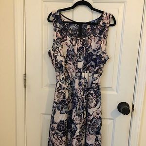 Simply Vera floral and cream asymmetrical dress with belt